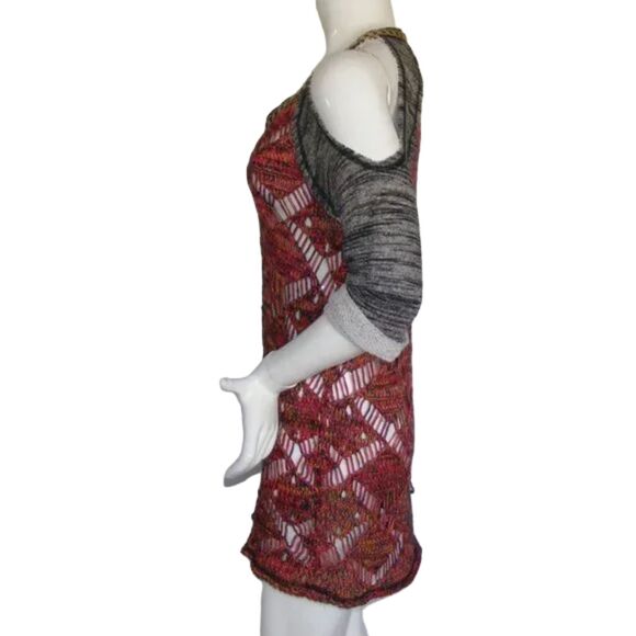 BKE Sweater, S, Open knit, Cold Shoulder, Multicolor, Distressed, Layer up - Picture 8 of 14